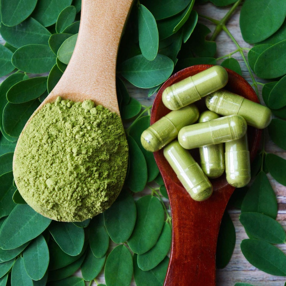Moringa Capsules Goodnessbyh Moringa: Made using 100% organic moringa leaf. An easy way to enjoy the benefits of reducing fatigue, supporting healthy skin and immune function.
