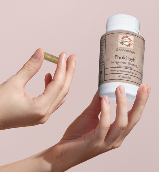 Traditional Phaki Capsules Assists Digestion acid bloating supports healthy gut, providing lasting relief in IBS, constipation, natural laxative body cleanse supplement